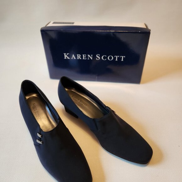 Karen Scott Riley Navy Blue Stretch Slip on Heels Size 9.5 NEW IN BOX NEVER WORN - Picture 6 of 12